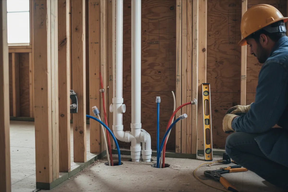 Drain and supply rough-in during Leak Detection in Brussels